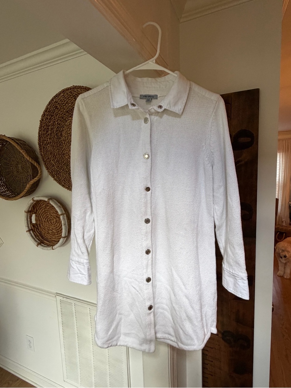 PBJ Blues Snap Tunic Cardigan - White